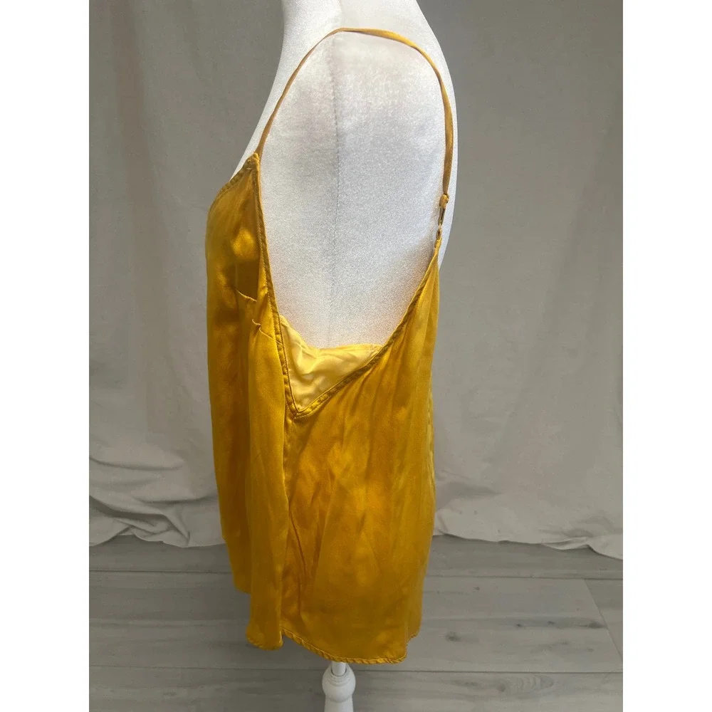 Floreat Anthropologie Cami Women Top Mustard Yellow Silk Sz L Satin V-Neck Boho - Picture 4 of 7